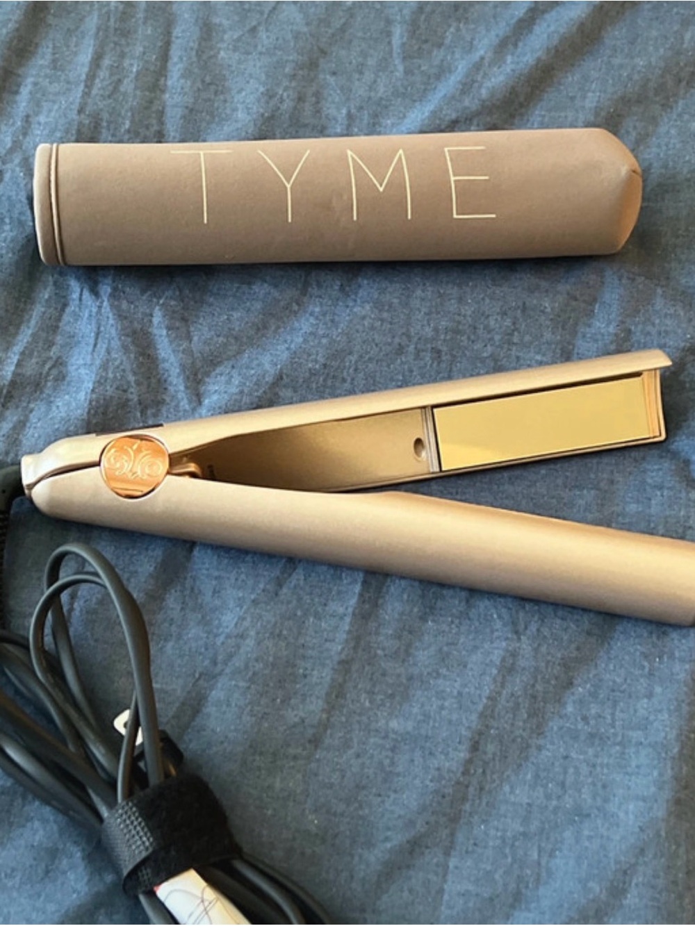 TYME Rose Gold Ceramic Flat Iron with Matching Heat Sleeve